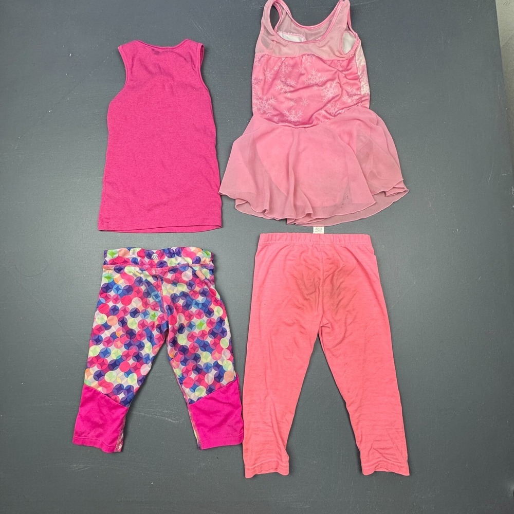 Cat & Jack Girls 4-5 Pink Activewear Dance Tank Leggings Pink Ballerina Lot of 4